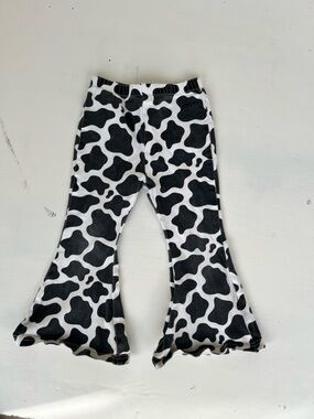 Kids Black & White Cow Print Flared Jeans 5T